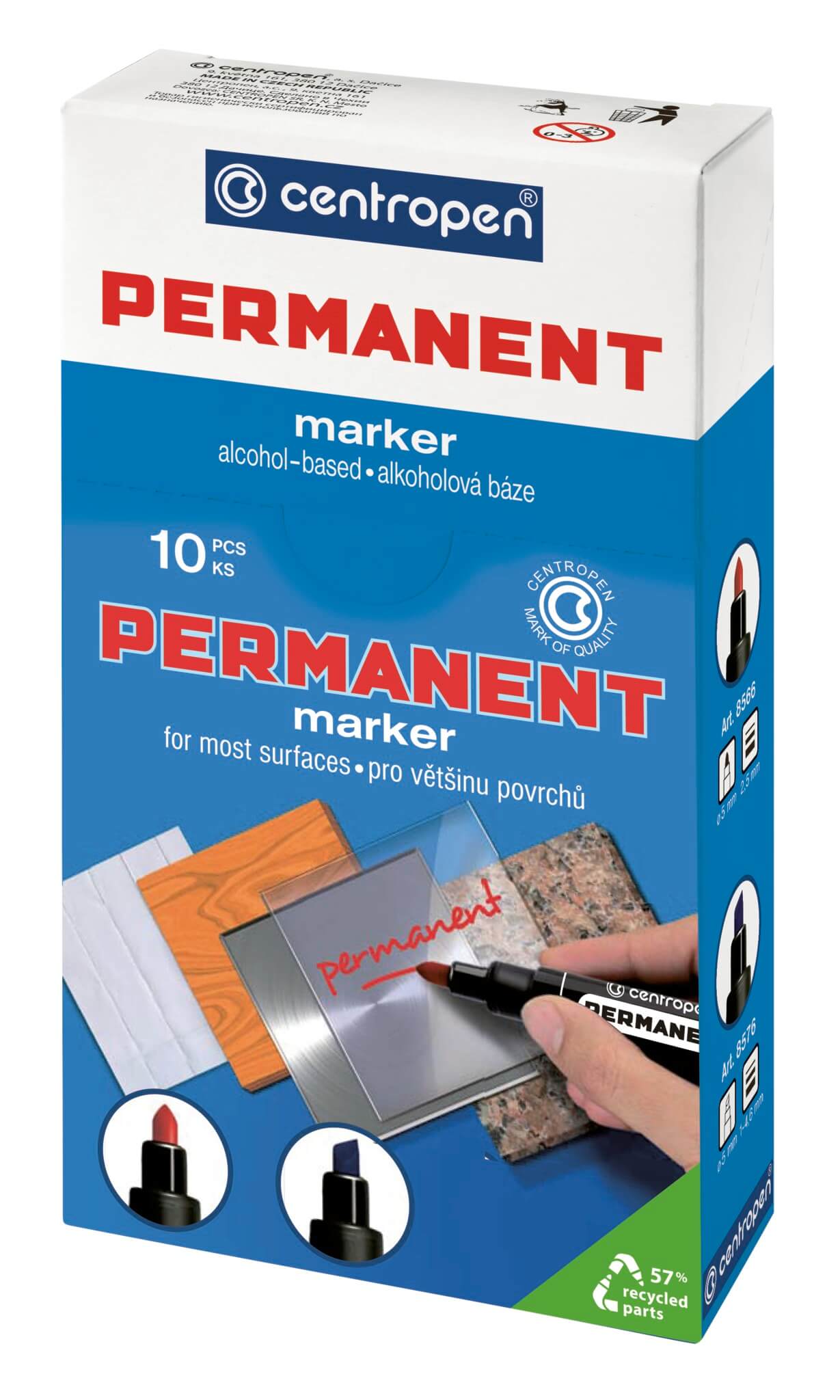 Popisovač Centropen permanentní kulatý 8566 - černý 2,5mm 2