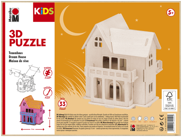Marabu Mara 3D puzzle dřevěné house pohled zepředu