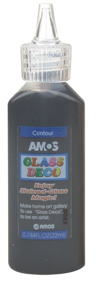 Amos Kontura Glass Deco 22 ml černá barva na sklo, přední pohled