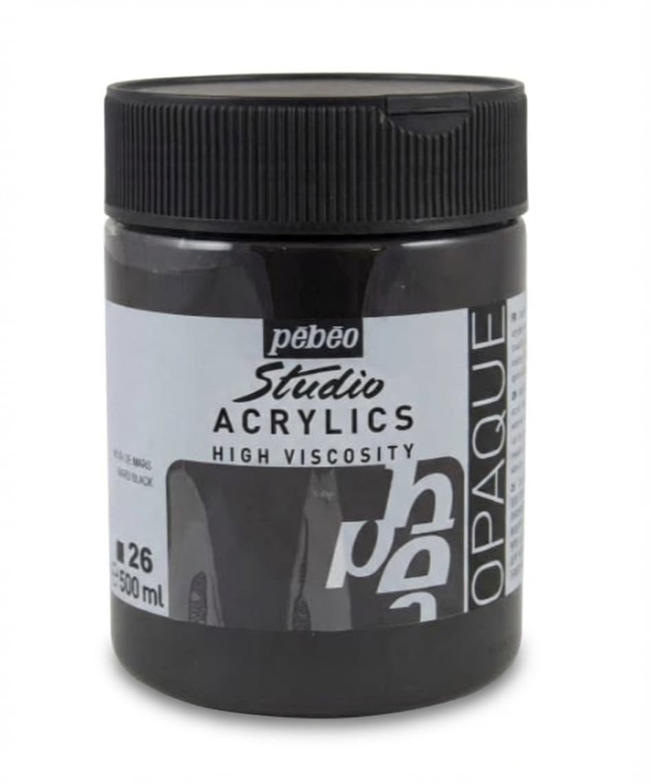 Akrylová barva Pébéo Studio Acrylic 500 ml - čerň mars 26