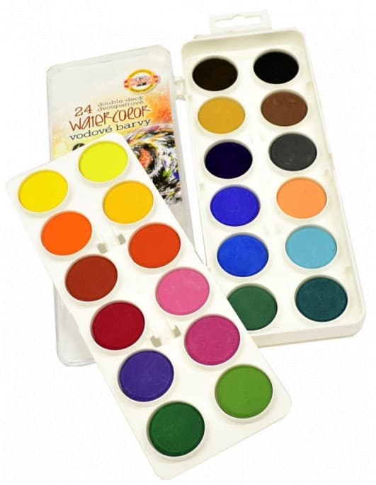 Koh-i-Noor vodové barvy 24 barev průměr 30 mm sada