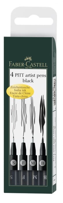 Faber-Castell Pitt Artist Pen sada 4 černých popisovačů