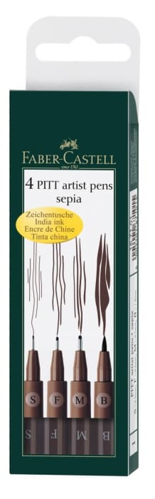 Faber-Castell Pitt Artist Pen sada 4 ks sepie