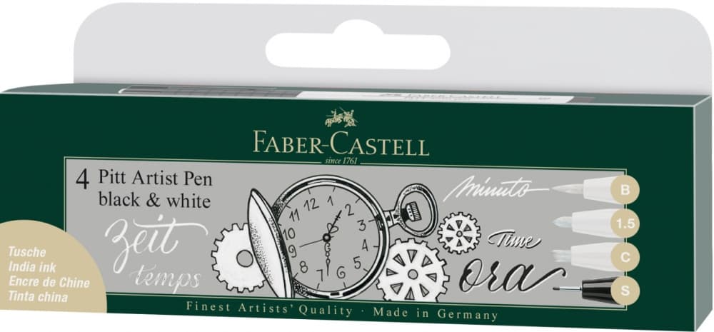 Faber-Castell Pitt Artist Pen Black White sada 4 ks