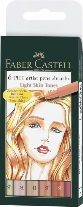 Faber-Castell Umělecký popisovač Pitt Artist Pen B štětcové, sada 6 ks Skin tones - obličejové barvy