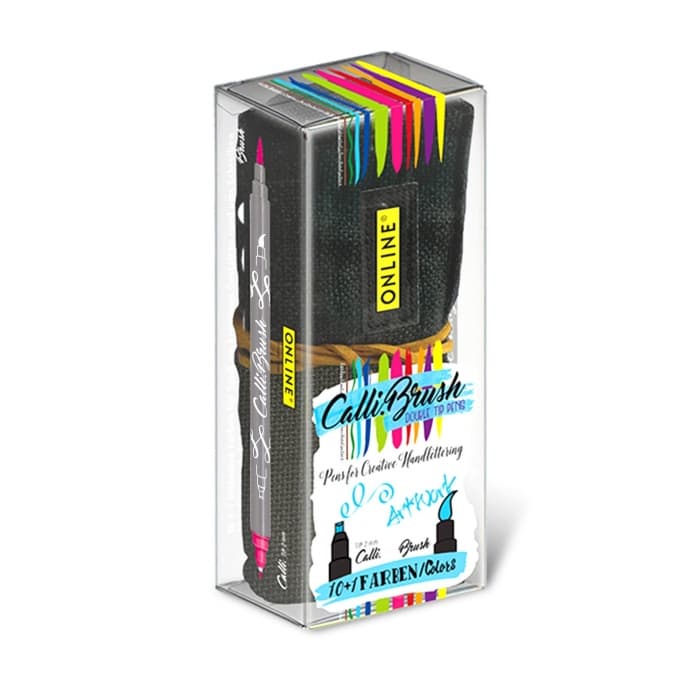 Kaligrafické popisovače Calli.Brush set 11 barev v látkovém pouzdře