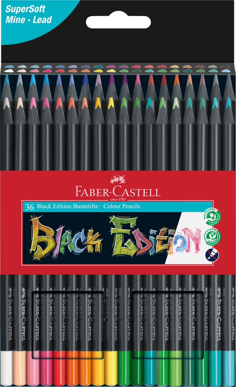 Faber-Castell 116424 sada 24 trojhranných pastelek černé dřevo