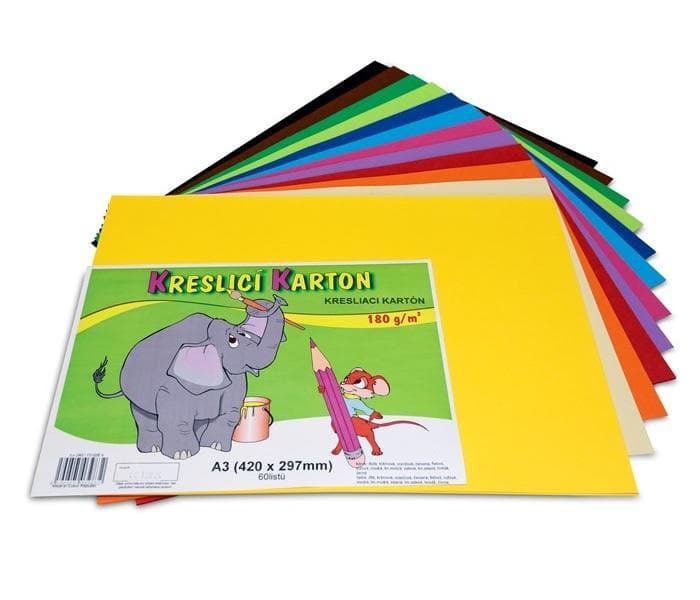 Kreslicí karton barevný A3 180 g/m² 60 listů