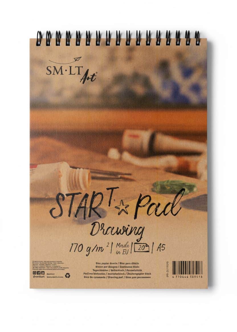 Spiral START Drawing Pad A5 170 g kroužkový blok tužka pero pastelka křída uhlí skicování kreslení hladký bílý papír acid-free pH neutrální FSC tvrdá záda horní vazba