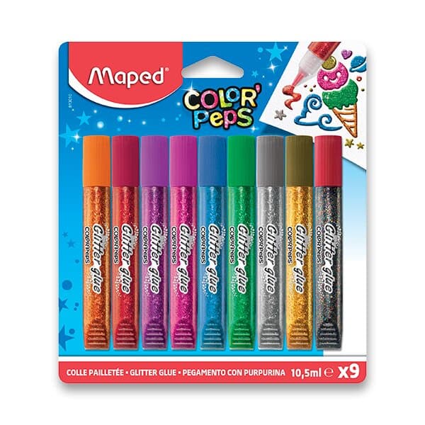 Maped Glitter Glue sada 9 barev dekorační lepidla