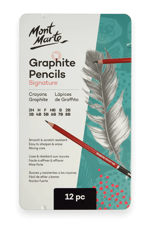 MontMarte Mont Marte sada 12 ks grafitových tužek 8B - 2H, kovový box