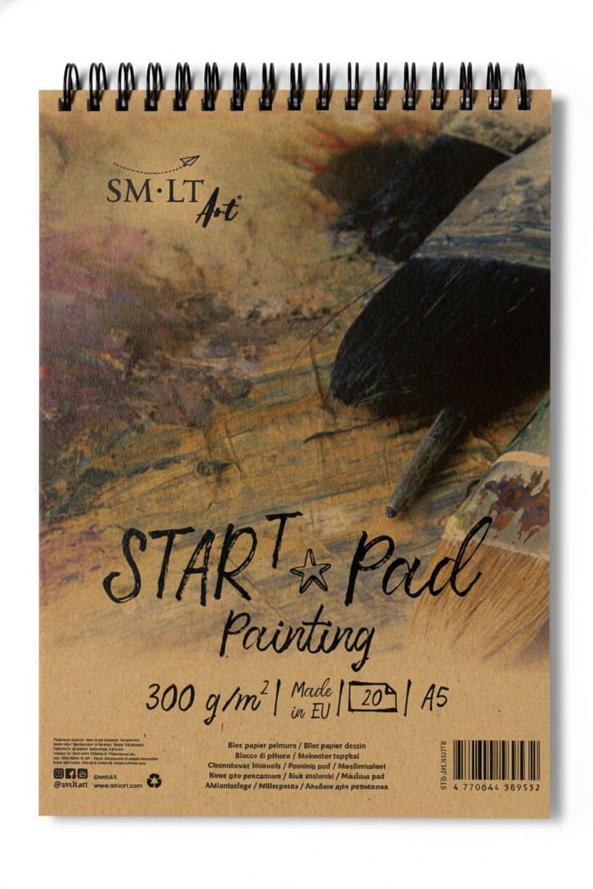 Spiral START Painting Pad A5 300 g/m² – malířský blok na mokré techniky, kvaš, akryl, bílý papír, horní kroužková vazba, tvrdá záda, acid-free, pH neutrální, FSC