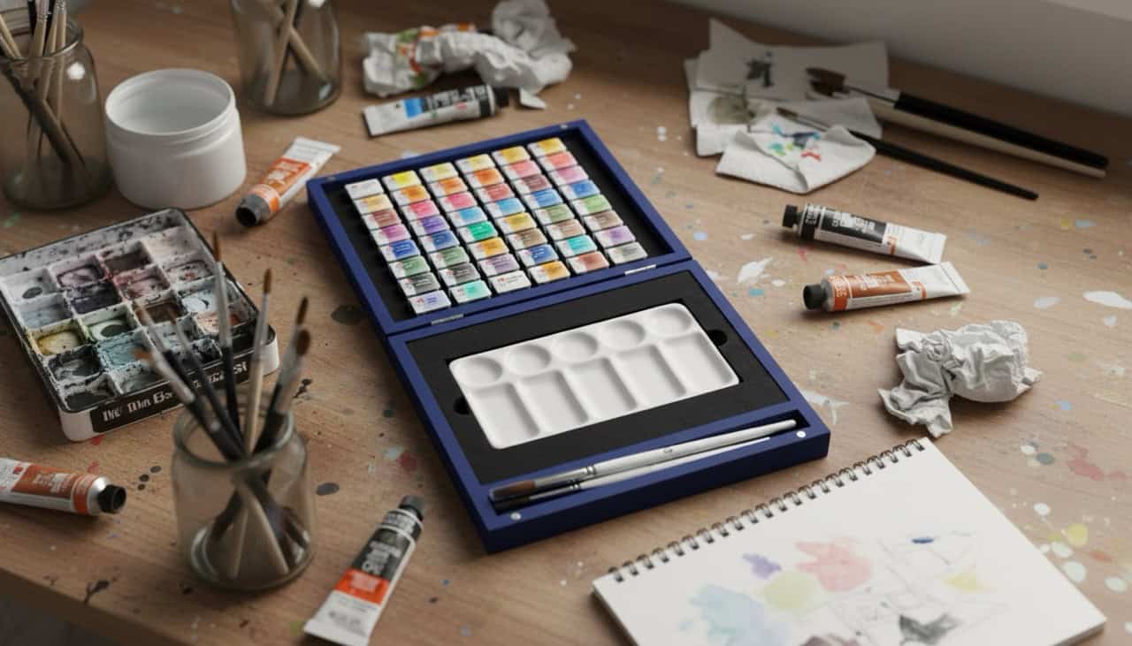 Luxusní sada akvarelů White Nights 48 barev modrá kazeta