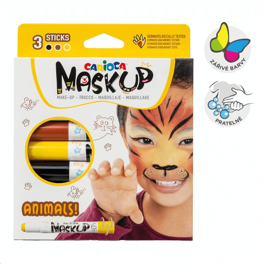 Carioca obličejové barvy Animals v tyčince sada 3 ks