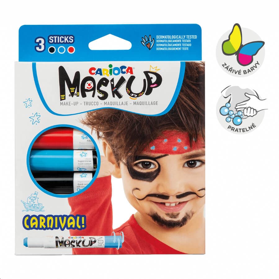Carioca obličejové barvy Carnival v tyčince sada 3 ks