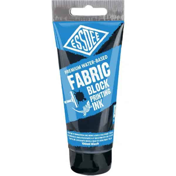 Essdee textilní barva na linoryt 100 ml černá, fabric printing ink, linoryt na textil, tisk na bavlnu, vodní báze, fixace žehlením
