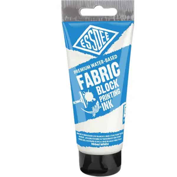 Essdee textilní barva na linoryt 100 ml bílá, fabric printing ink, linoryt na textil, tisk na bavlnu, vodní báze, fixace žehlením