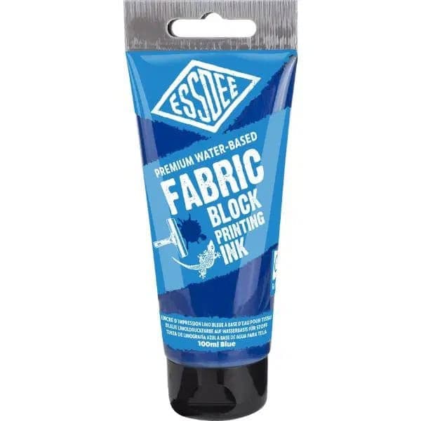 Essdee textilní barva na linoryt 100 ml modrá, fabric printing ink, linoryt na textil, tisk na bavlnu, vodní báze, fixace žehlením
