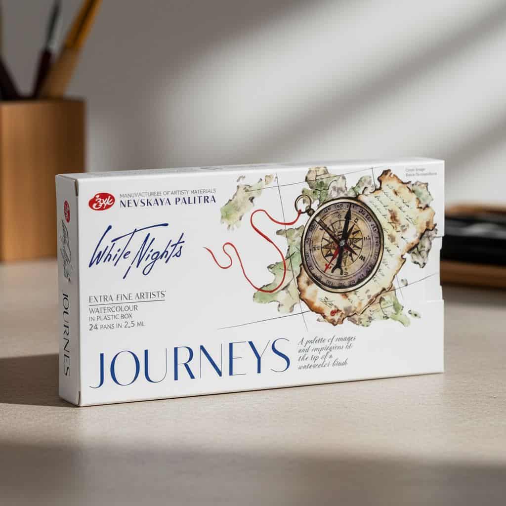 Akvarelové barvy White Nights Journeys 24×2,5 ml, profesionální sada