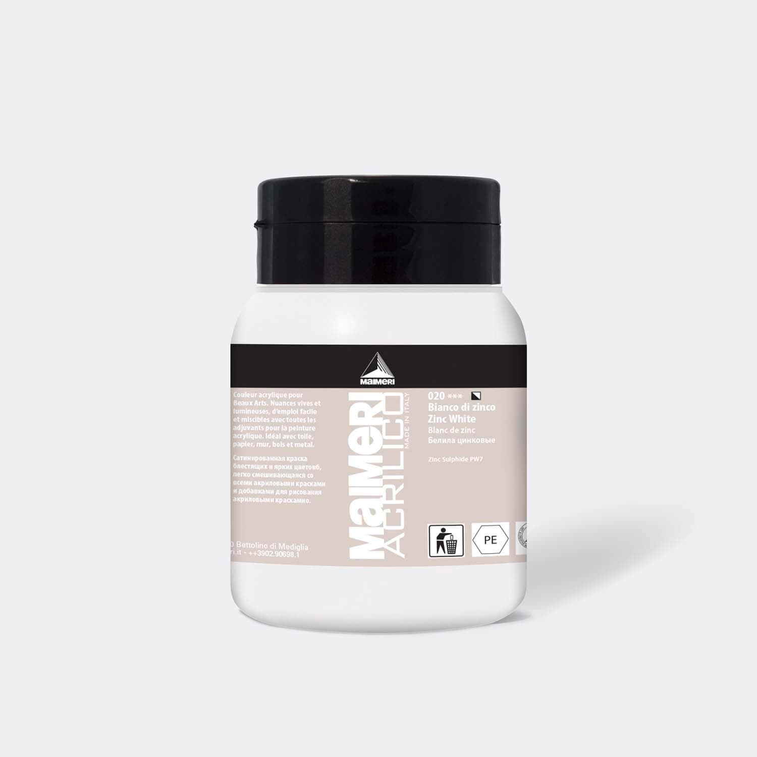 Maimeri Acrilico akrylová barva běloba zinková 500 ml