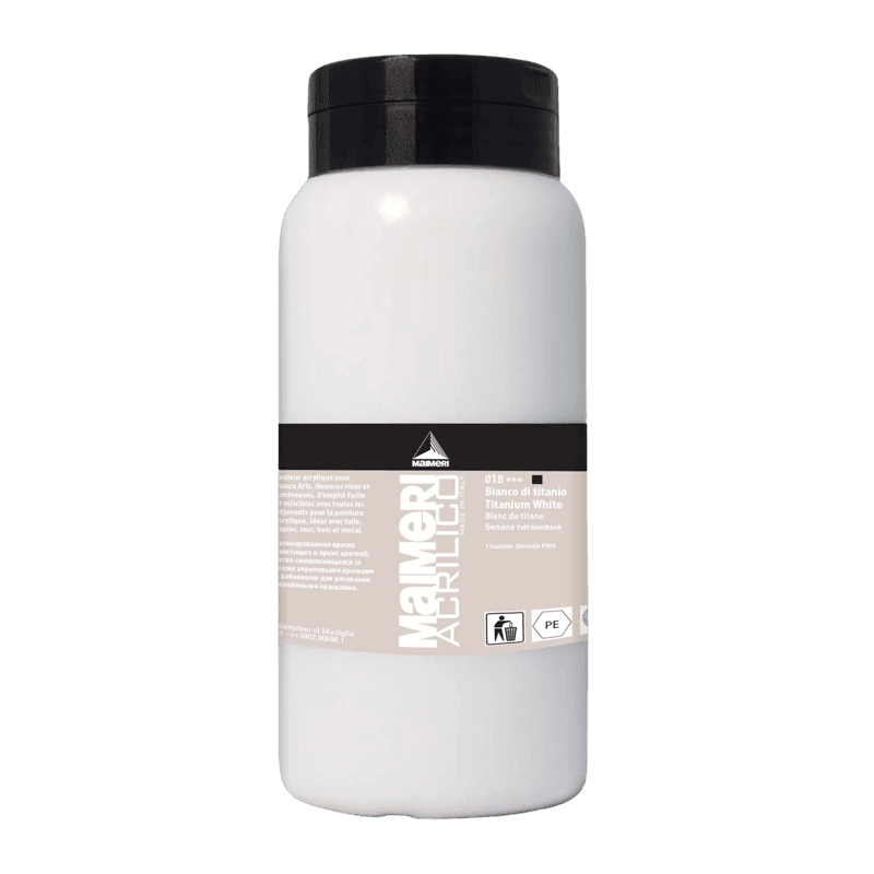Maimeri Acrilico běloba titanová akrylová barva 1000 ml