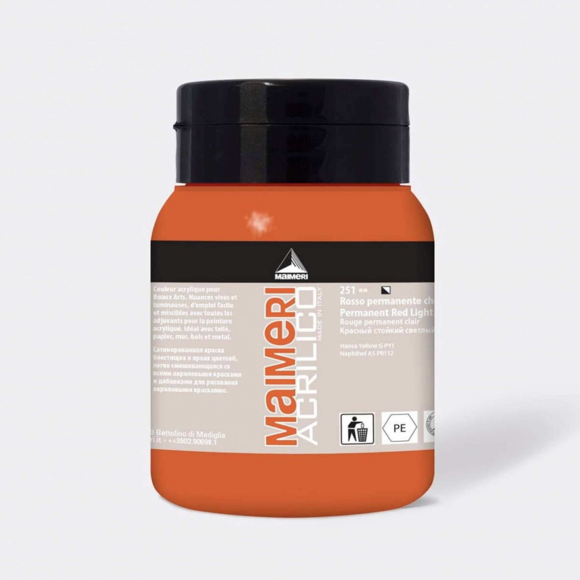 Maimeri Acrilico akrylová barva červená světlá permanent 500 ml