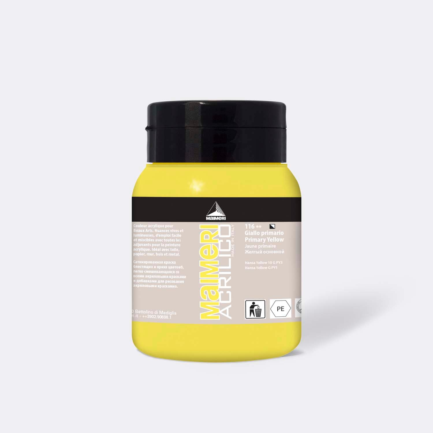 Maimeri Acrilico akrylová barva žlutá základní 500 ml