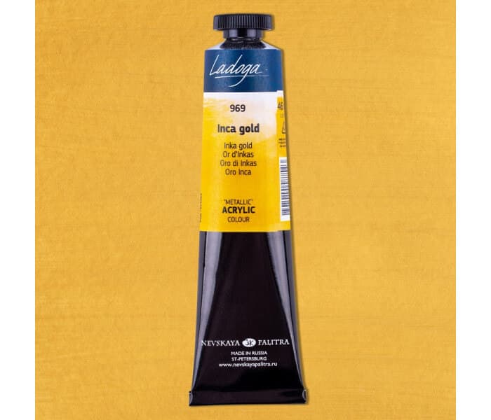 Nevskaya Palitra Ladoga zlatá metalická akrylová barva Inca gold