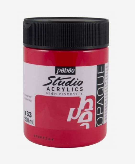 Pébéo Studio Acrylic červená kadmium akrylová barva 500 ml