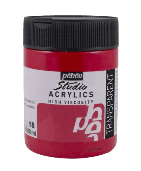 Pébéo Studio Acrylic červená karmín akrylová barva 500 ml