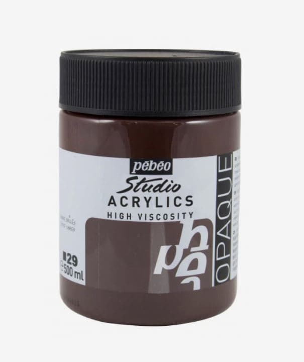 Pébéo Studio Acrylic 500 ml tmavě hnědá jantar akrylová barva