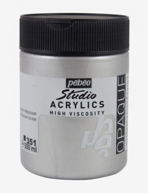 Pébéo Studio Acrylic irizující stříbrná akrylová barva 500 ml