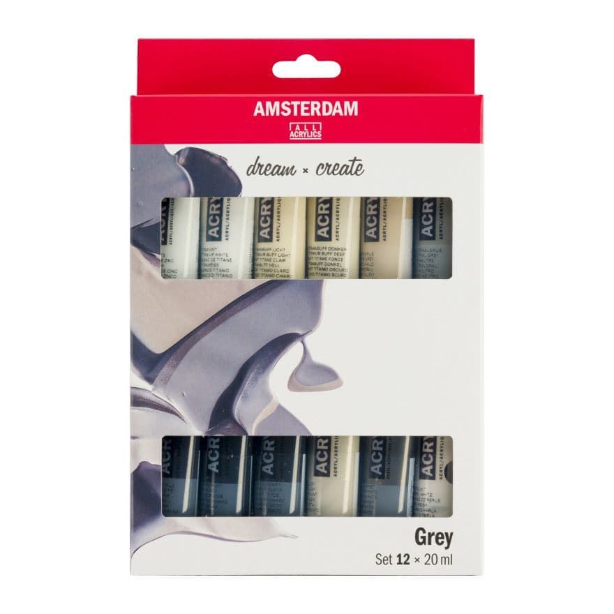 Royal Talens Amsterdam Acryl sada 12 šedých barev 20ml