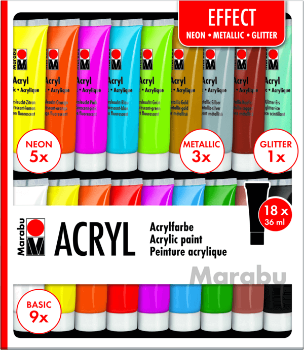 Marabu Acryl Color sada 18 akrylových barev EFFECT