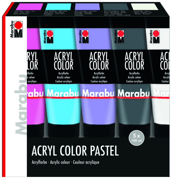 Marabu Acryl Color sada 5 pastelových akrylových barev 100ml