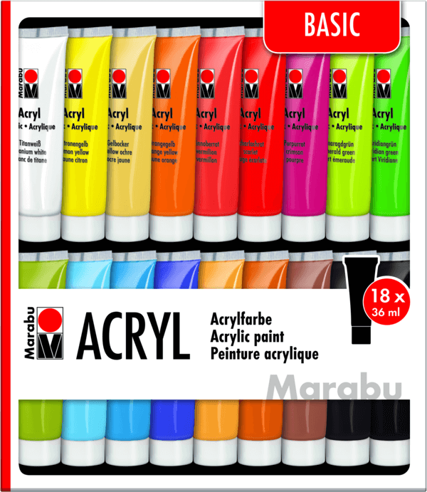 Marabu Acryl Color sada 18 akrylových barev 36 ml