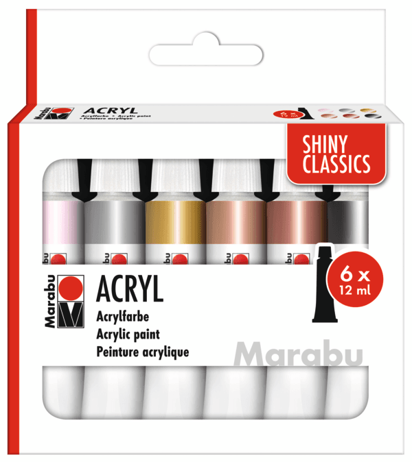 Marabu Acrylic Paints sada 6 lesklých akrylových barev Shiny Classics