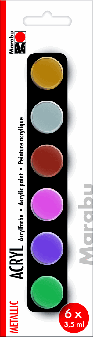 Marabu Acrylic Paints sada metalických akrylových barev 6x3,5ml