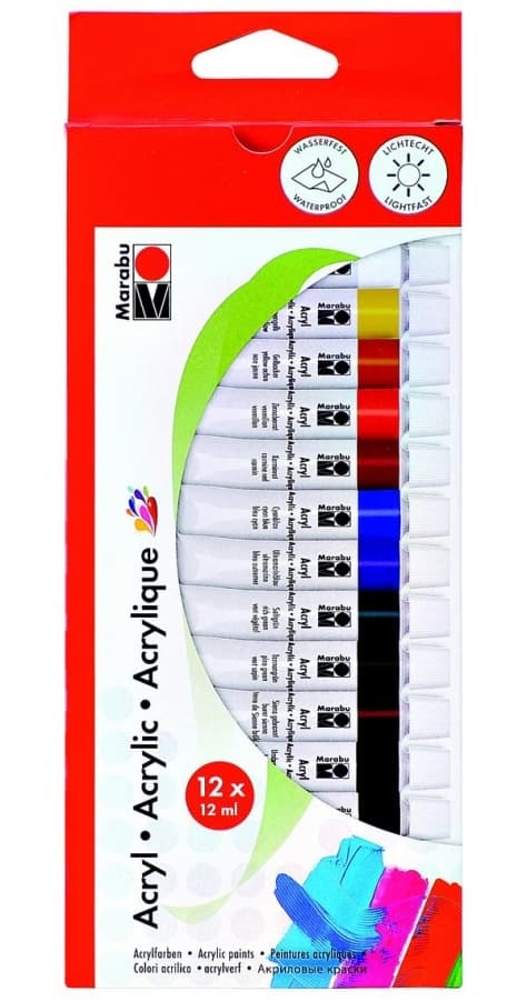 Marabu akrylové barvy sada 12 barev 12ml