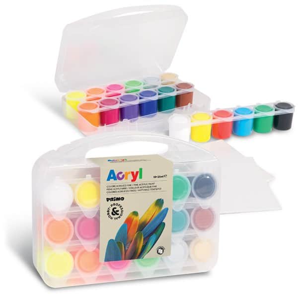 Primo akrylové barvy sada 18 barev s miniplátny