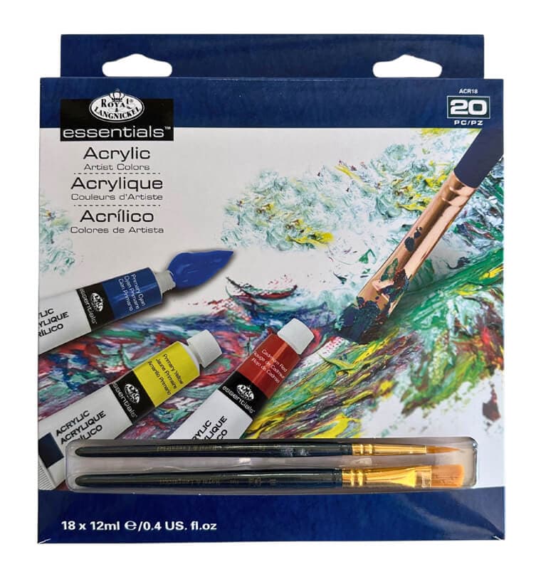 Akrylové barvy Royal Langnickel 18 tub se štětci