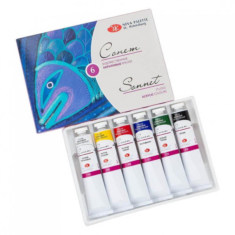 Sada akrylových barev Sonnet Nevskaya Palitra 6x46 ml