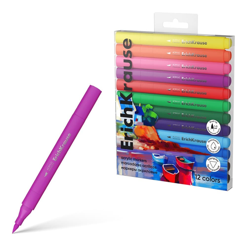 ErichKrause ART SPIRIT akrylové fixy štětcový hrot 12 barev