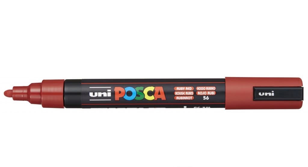 Uni Posca 5M akrylový popisovač červená rubín 2,5mm