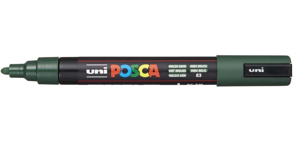 Uni Posca 5M zelená anglická akrylový popisovač 2,5 mm