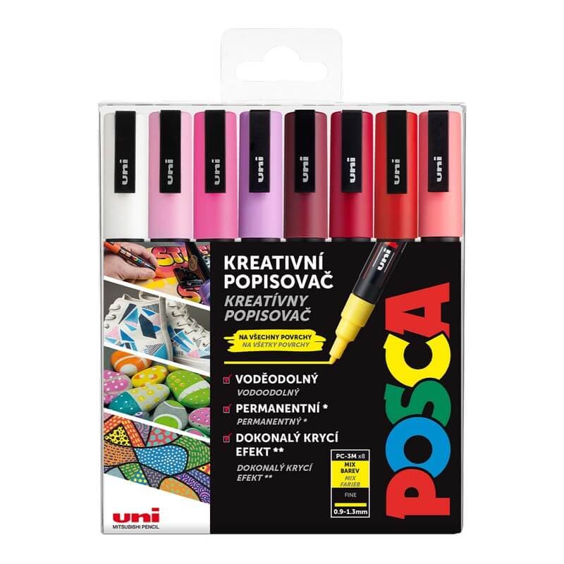 Uni Posca PC-3M LOVE sada 8 pastelových akrylových popisovačů