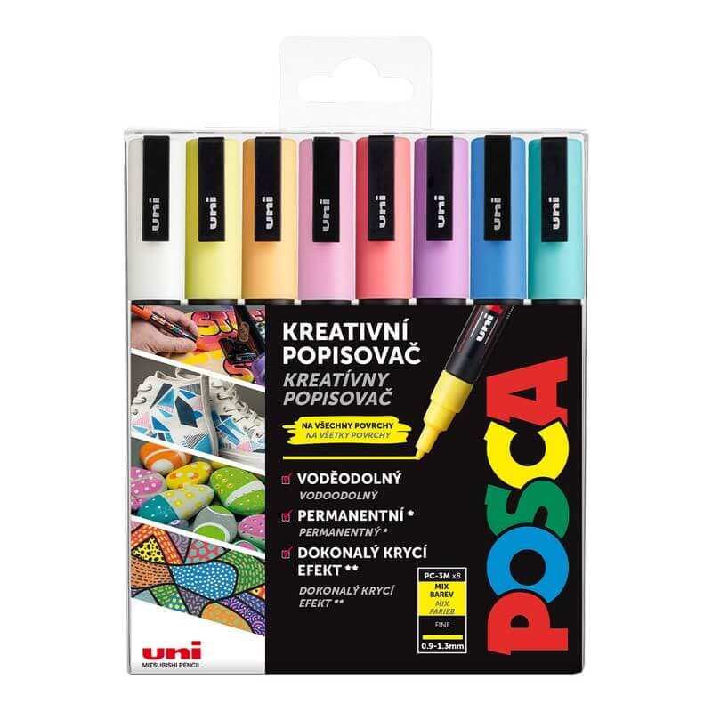 Uni Posca PC-3M sada 8 pastelových akrylových popisovačů