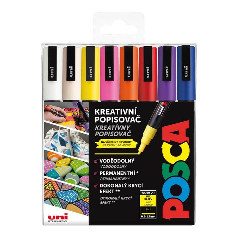 Uni Posca PC-3M sada 16 akrylových popisovačů mix barev