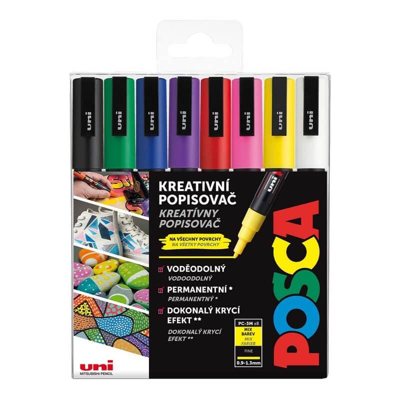 Uni Posca PC-3M sada 8 základních barev akrylové popisovače