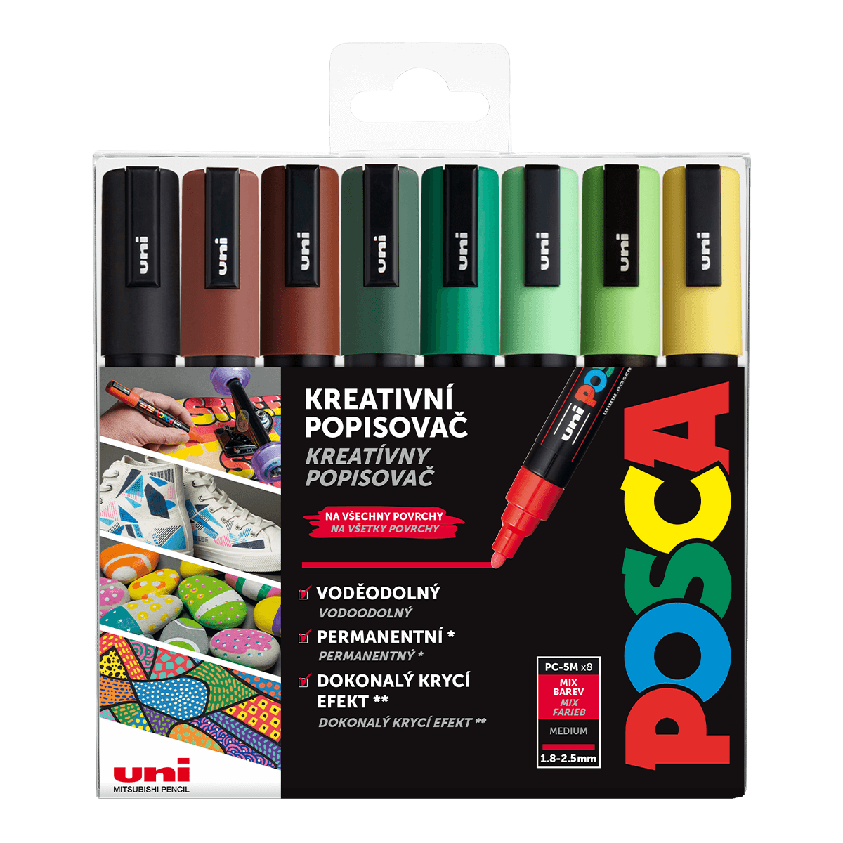Uni Posca PC-5M Earth sada 8 zemitých akrylových popisovačů